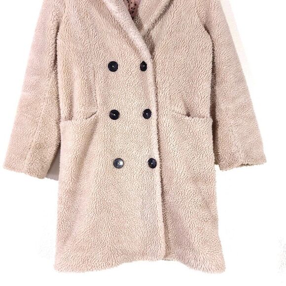 ZADIG and VOLTAIRE Mint Teddy Coat Judo Faux Sherpa Tan Brown 90s Minimal Small - Picture 10 of 11